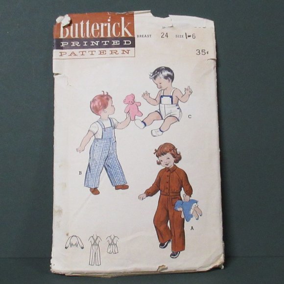 Vtg Child Sunsuit Overalls Ike Jacket Pattern Sz 6